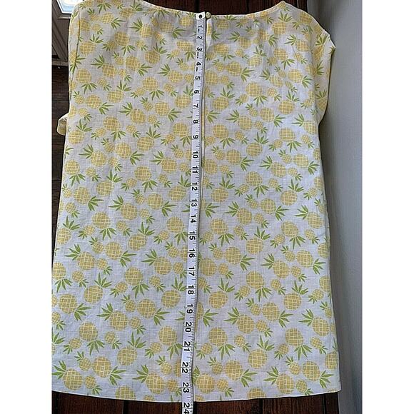 J.CREW Linen Top Short Sleeve Blouse Pineapple Print Women's Sz L -MSRP 64.50$ - Picture 9 of 9